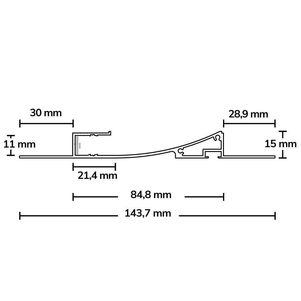 ISOLED LED Trockenbau-Leuchtenprofil Single Curve, 200cm - 3