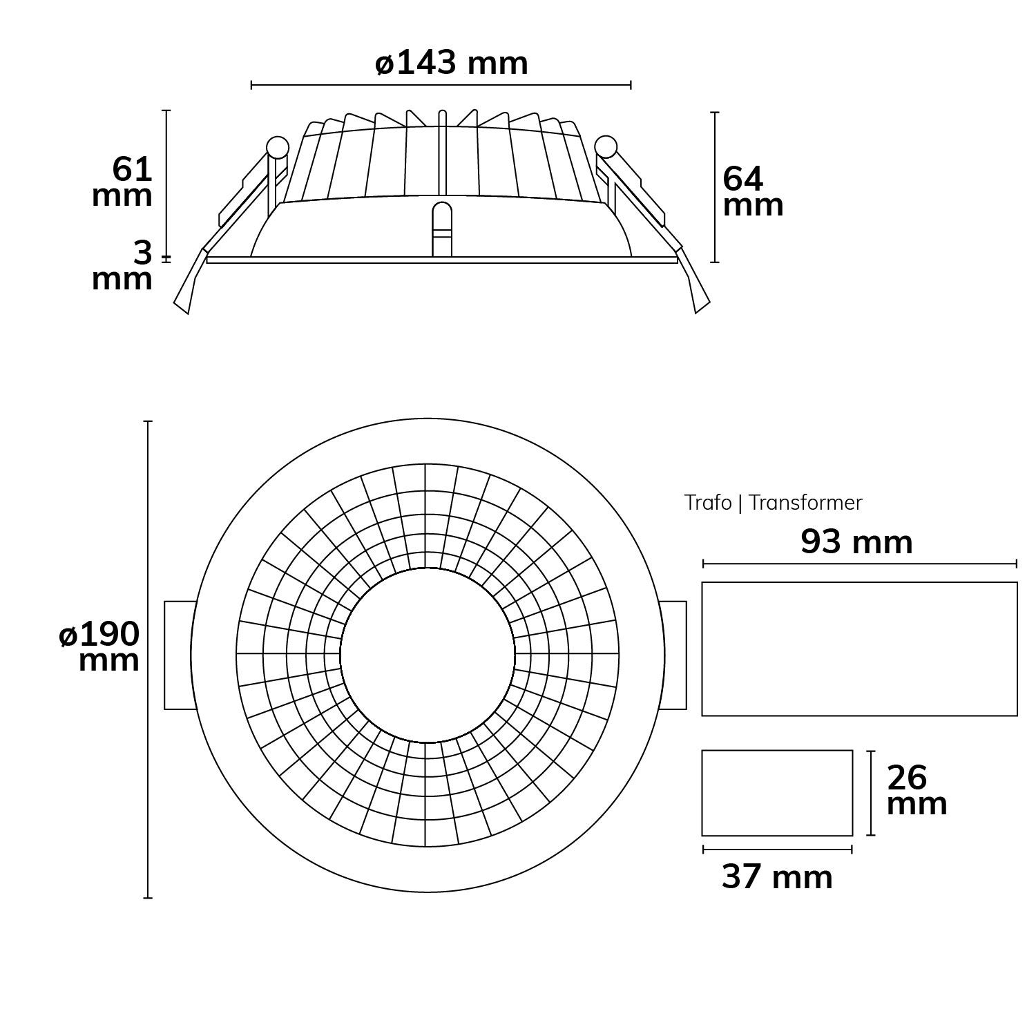 ISOLED LED Downlight Reflektor 12W, 60°, 150lm/W, UGR