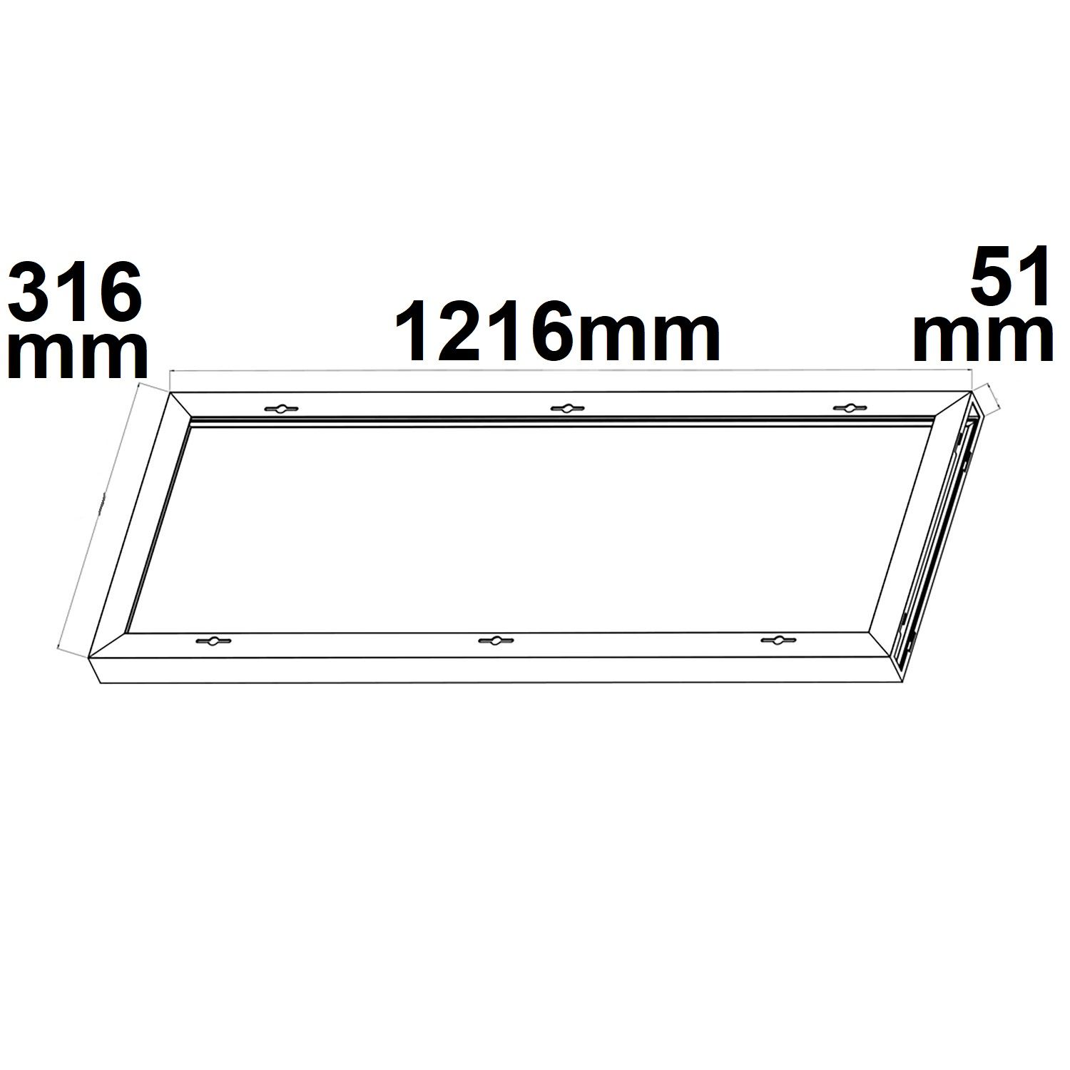 ISOLED Aufbaurahmen weiß RAL 9016, Höhe 5cm, für LED Panels 300x1200, vormontiert zur Schnellmontage - 2