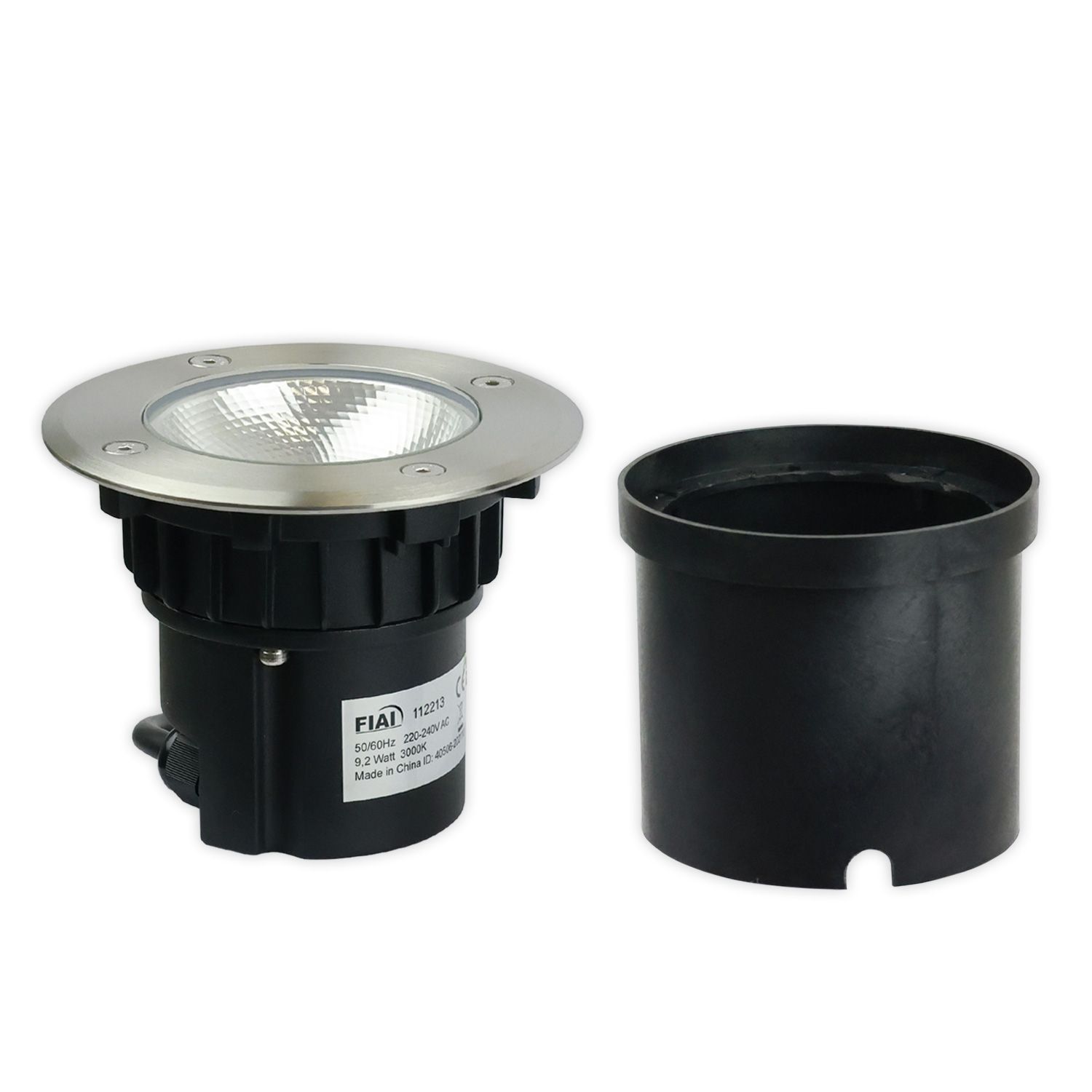 ISOLED LED Bodeneinbaustrahler, rund Edelstahl, IP67, 7W COB, 90°, warmweiß - 3