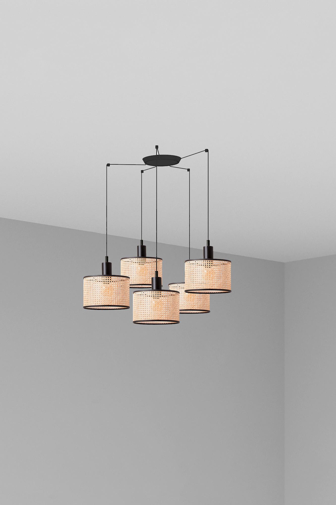 Faro MAMBO 210 5L Hängeleuchte schwarz/rattan Faro MAMBO 210 5L Hängeleuchte schwarz/rattan - 1
