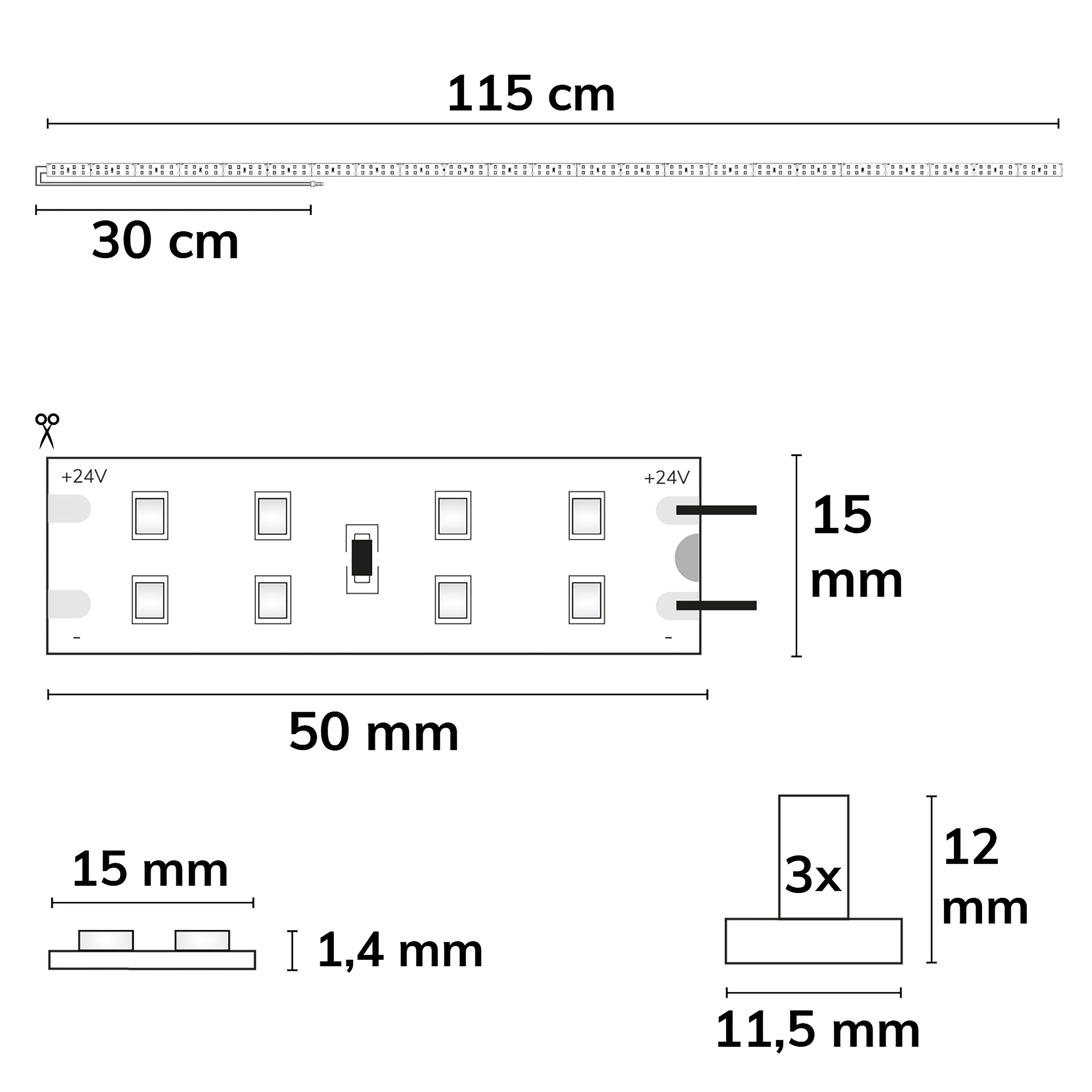 ISOLED LED T5/T8 Umrüstplatine 865, 115cm, MiniAMP, 184 LED, 24V, 19W, 170 lm/W, kaltweiß, dimmbar - 4