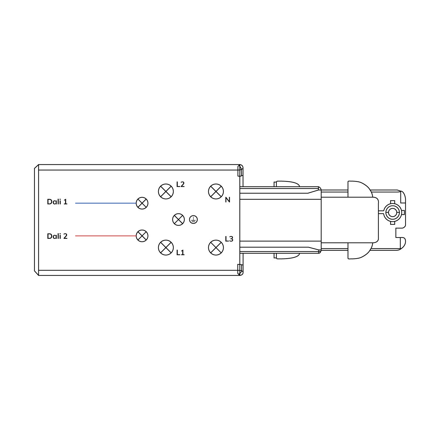 ISOLED 3-Phasen DALI Seiten-Einspeisung für Aufbauschiene, N-Leiter links, weiß - 3