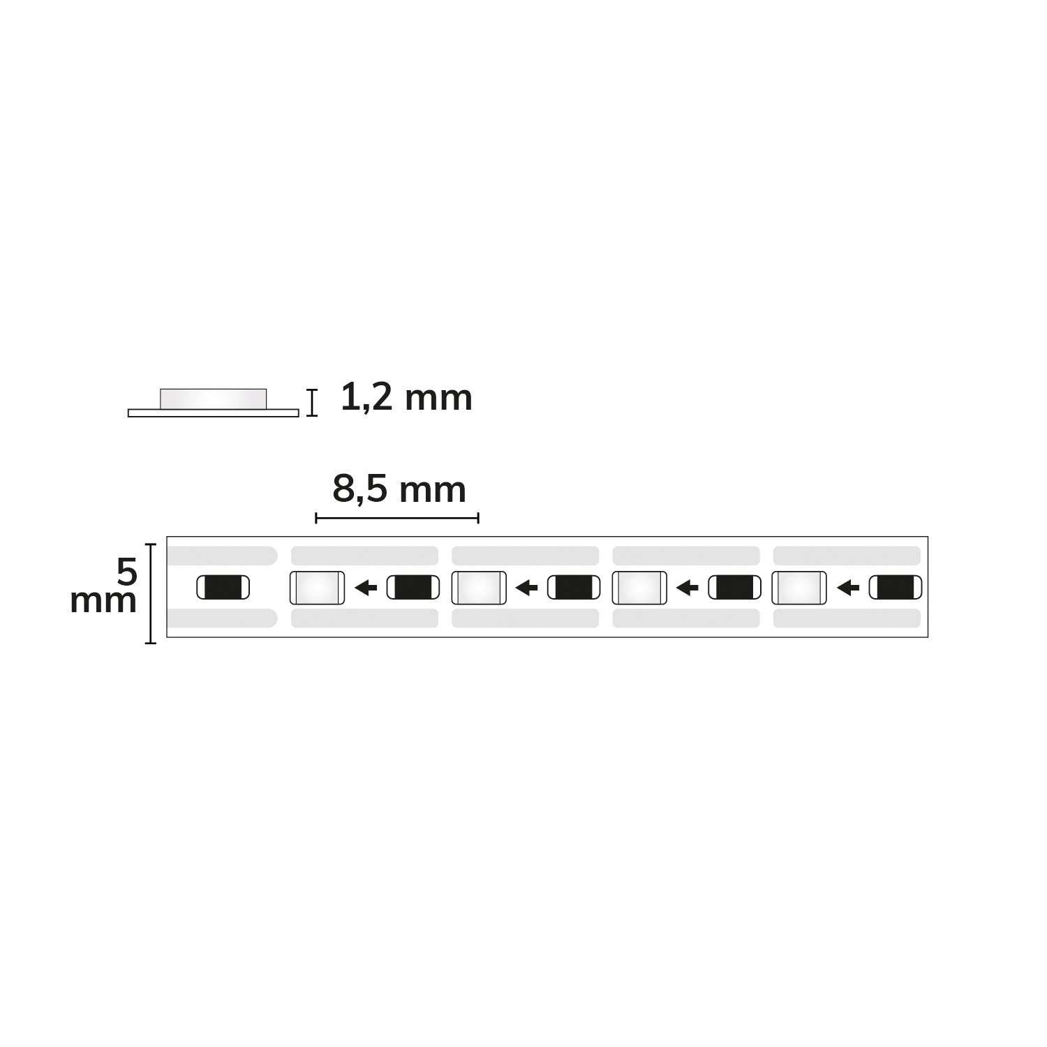 ISOLED LED CRI927 MiniAMP Flexband, 24V DC, 7W, IP20, 2700K, 500cm, Kabel beids. + maleAMP, 120 LED/m - 3