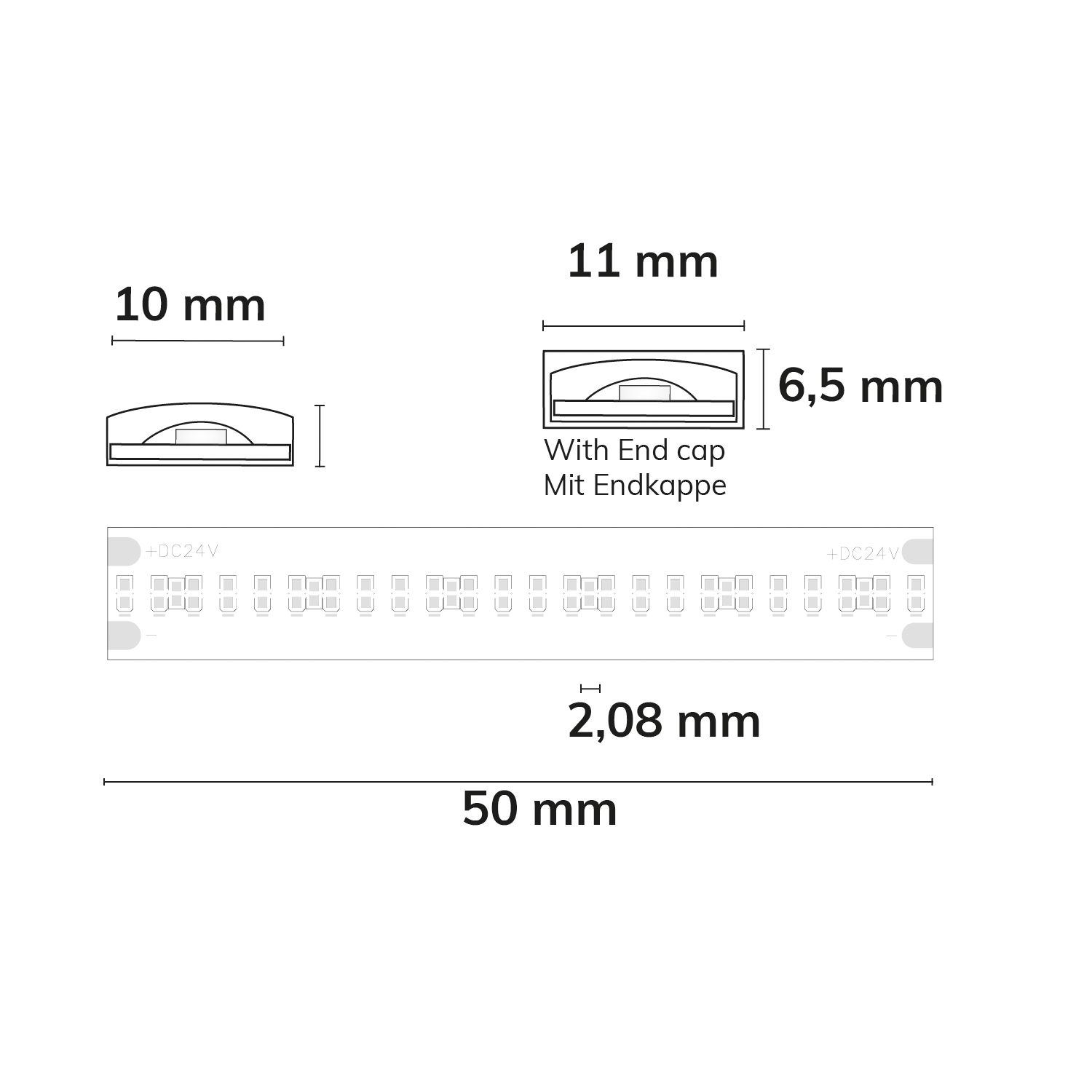 ISOLED LED AQUA COB930 Linear Flexband, 24V DC, 8W, IP68, 3000K, 5m Rolle, 480 LED/m - 4