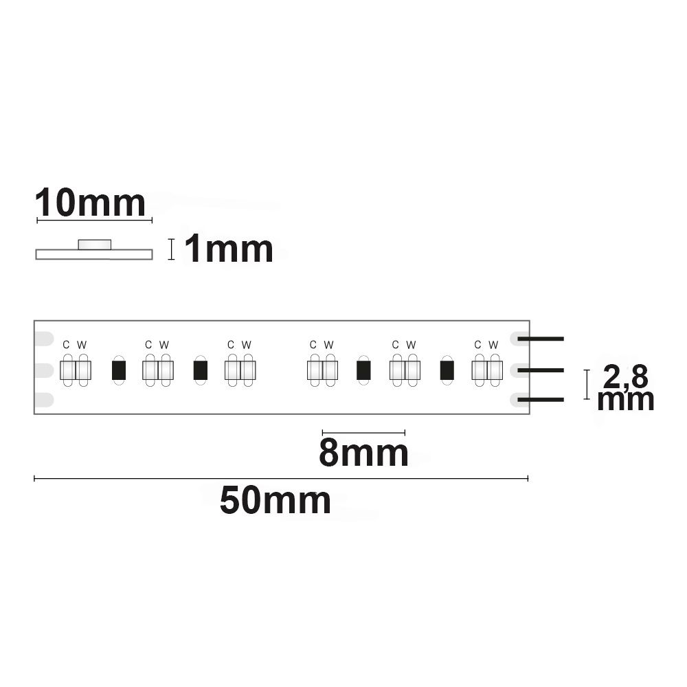 ISOLED LED CRI918/940 Linear10 CCT Flexband, 24V DC, 10W+10W, IP20, 5m Rolle, 240 LED/m - 4