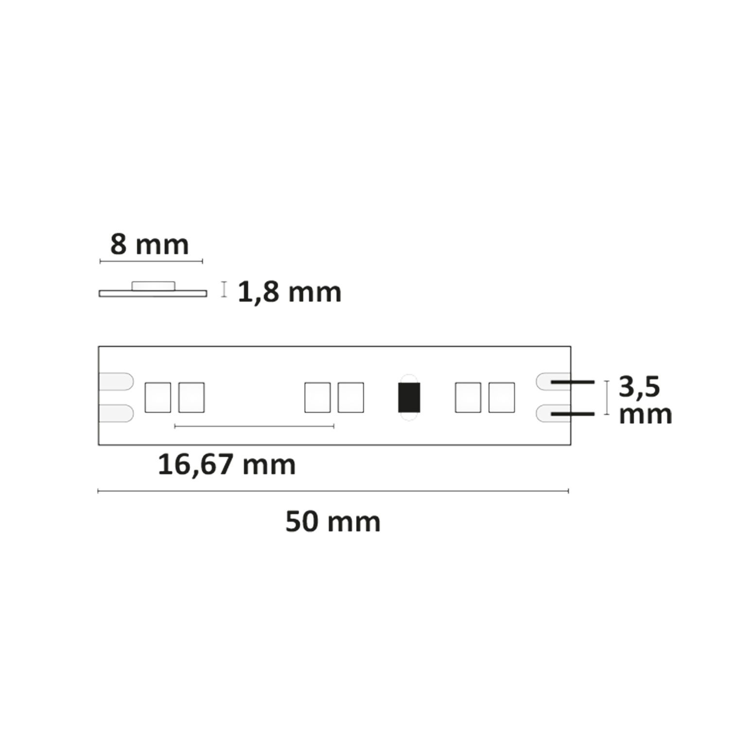 ISOLED LED CRI919/940 MiniAMP CCT Flexband, 12V DC, 8W, IP20, 500cm, 2 polig, Kabel mit Stecker, 126 LED/m - 4