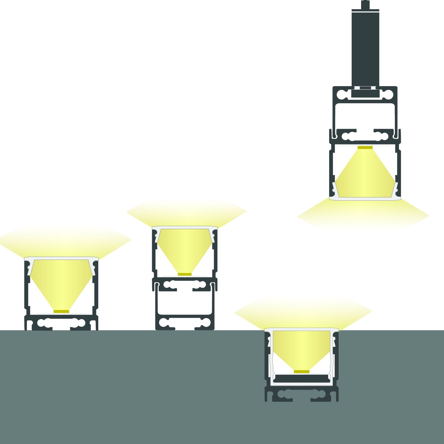 ISOLED LED Aufbauprofil SURF16 Aluminium schwarz pulverbeschichtet, 200cm - 6