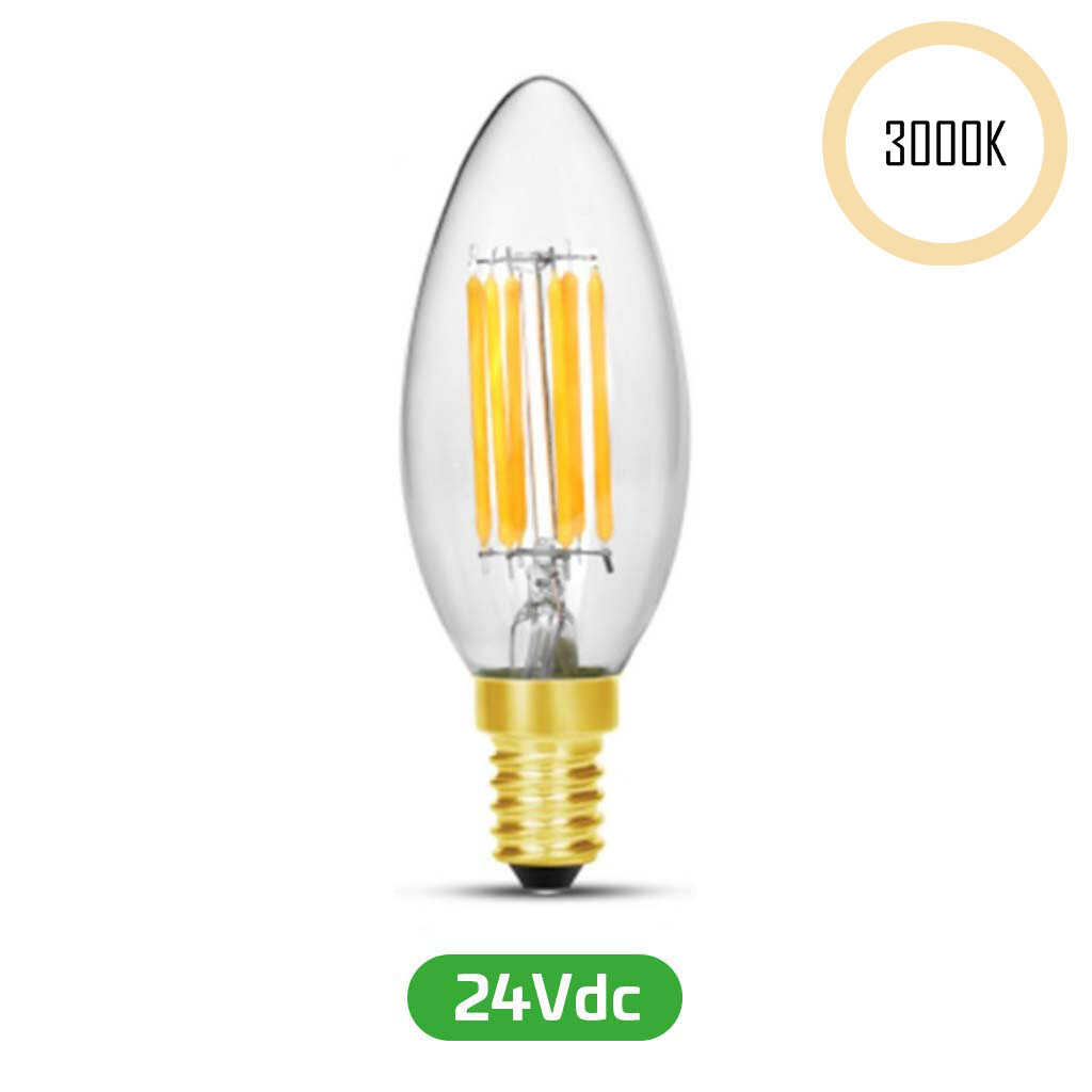 Emilum LED-Filament Kerze, 24V, 5W, 3000K, E14 Emilum LED-Filament Kerze, 24V, 5W, 3000K, E14 - 1