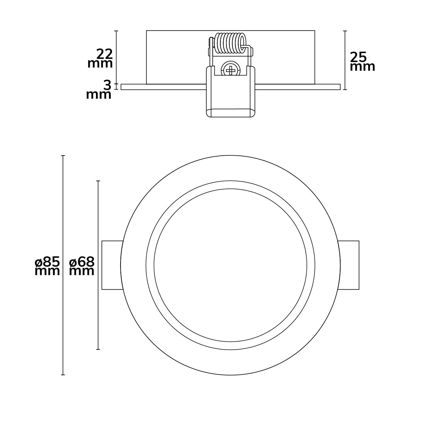 ISOLED Einbaurahmen rund, Loch 68mm, Alu weiß, für GU10/MR16 Spots - 3