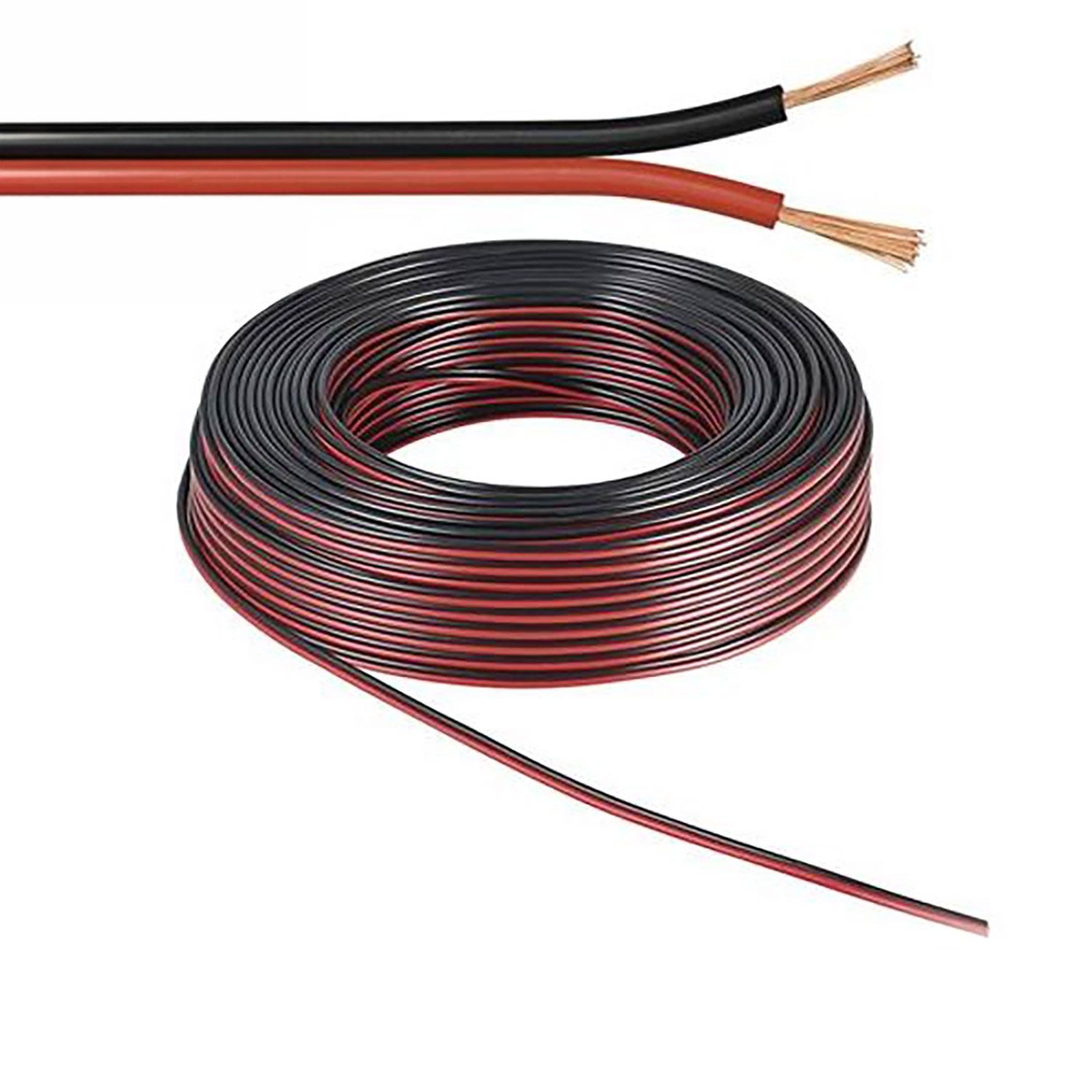 ISOLED Kabel schwarz/rot 2x 0,75mm² H03VH-H YZWL AWG18, Meterware - 1
