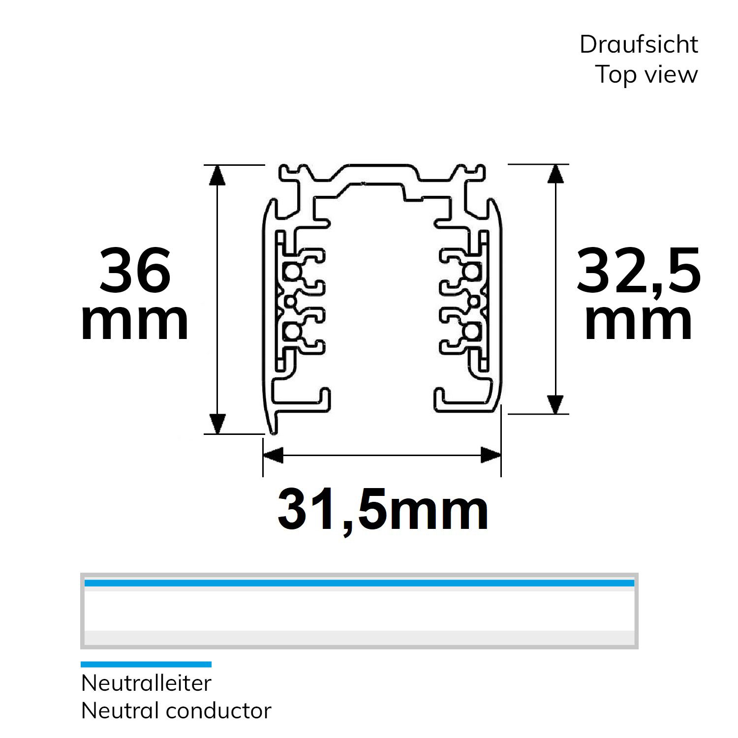 ISOLED 3-Phasen DALI Aufbauschiene 2m, weiß - 3
