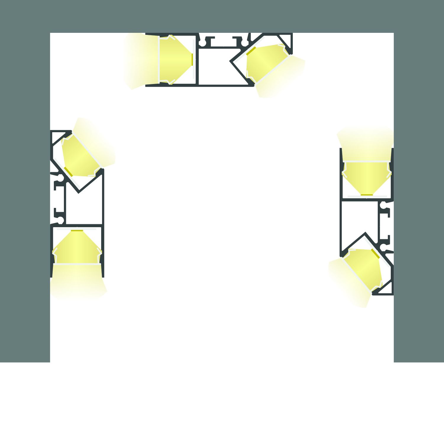 ISOLED LED Aufbauleuchtenprofil HIDE ASYNC Aluminium schwarz RAL 9005, 200cm - 6