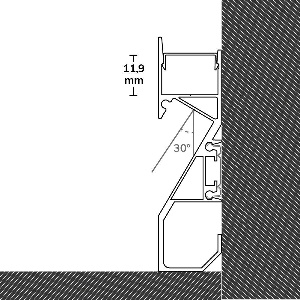 ISOLED LED Sockelleistenprofil HIDE BOTTOM weiß RAL 9003 - 4
