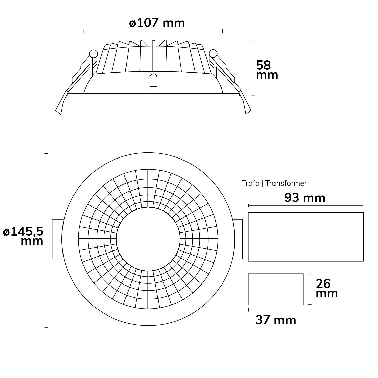 ISOLED LED Downlight Reflektor 9W, 60°, 150lm/W, UGR
