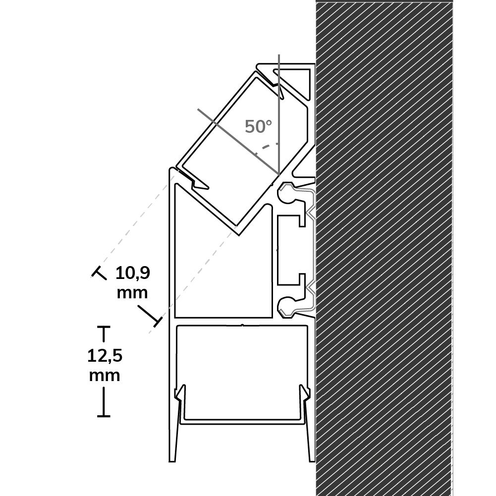 ISOLED LED Aufbauleuchtenprofil HIDE ASYNC Aluminium schwarz RAL 9005, 200cm - 4