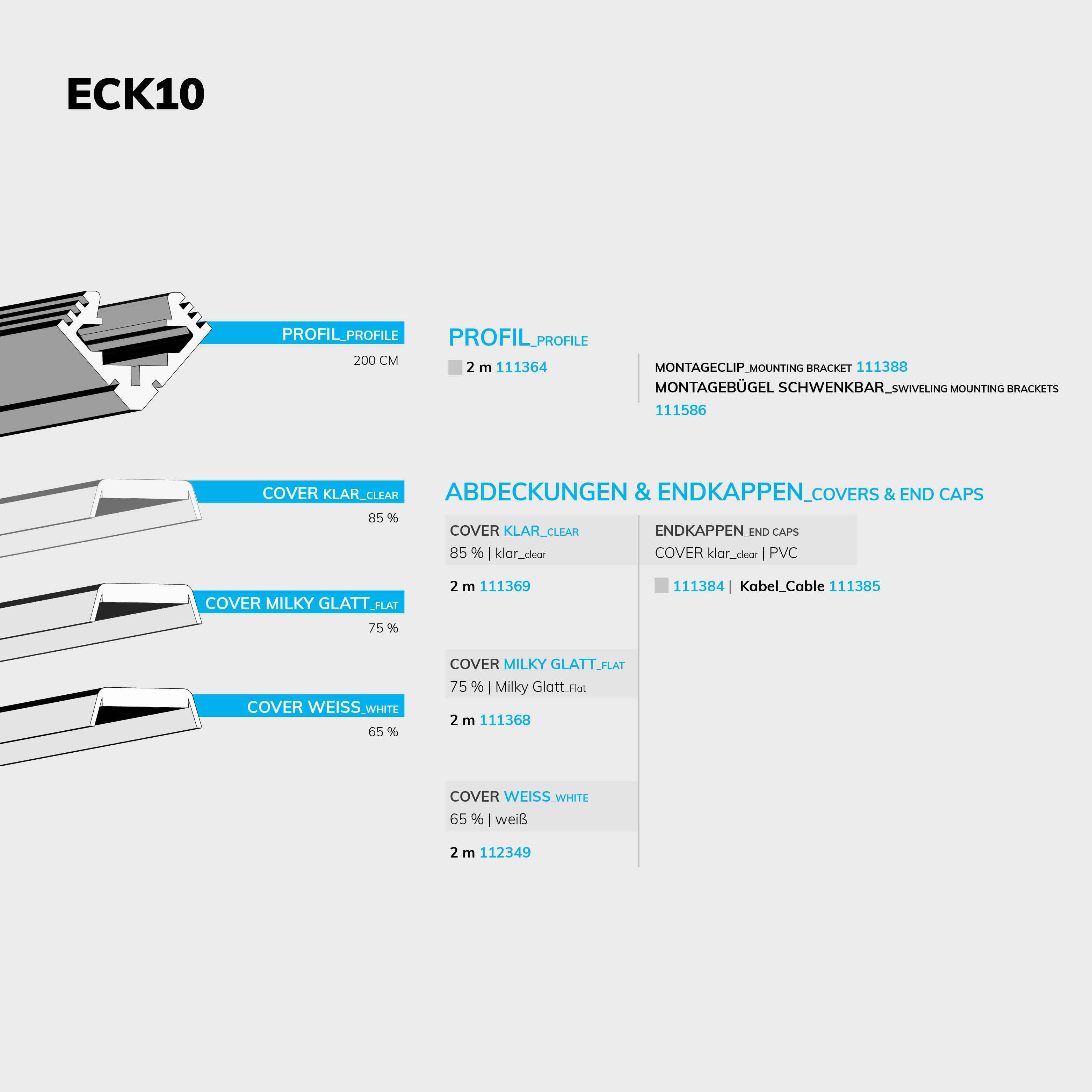 ISOLED LED Montageprofil ECK10, eloxiert L: 200cm - 5