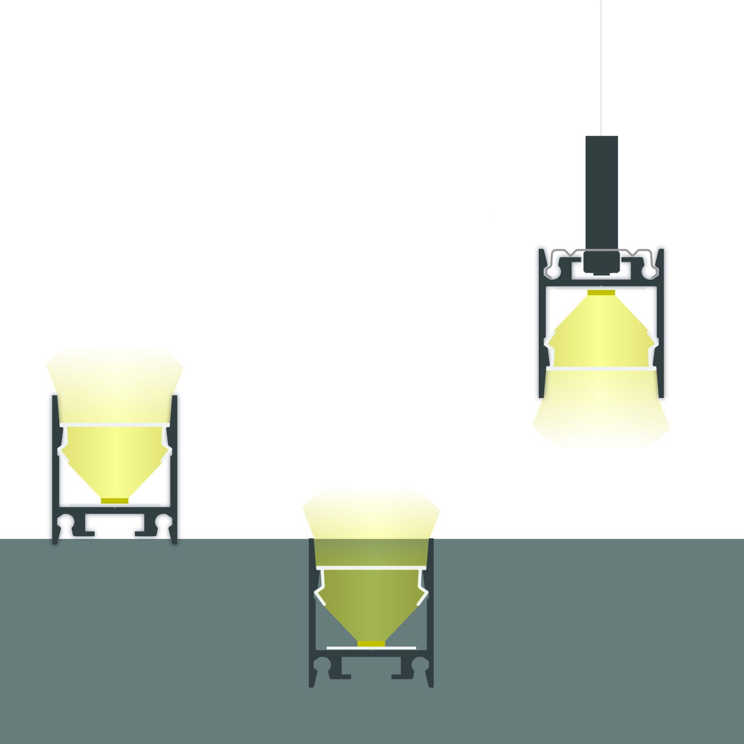 ISOLED LED Aufbauleuchtenprofil HIDE SINGLE Aluminium weiß RAL 9003, 200cm - 5