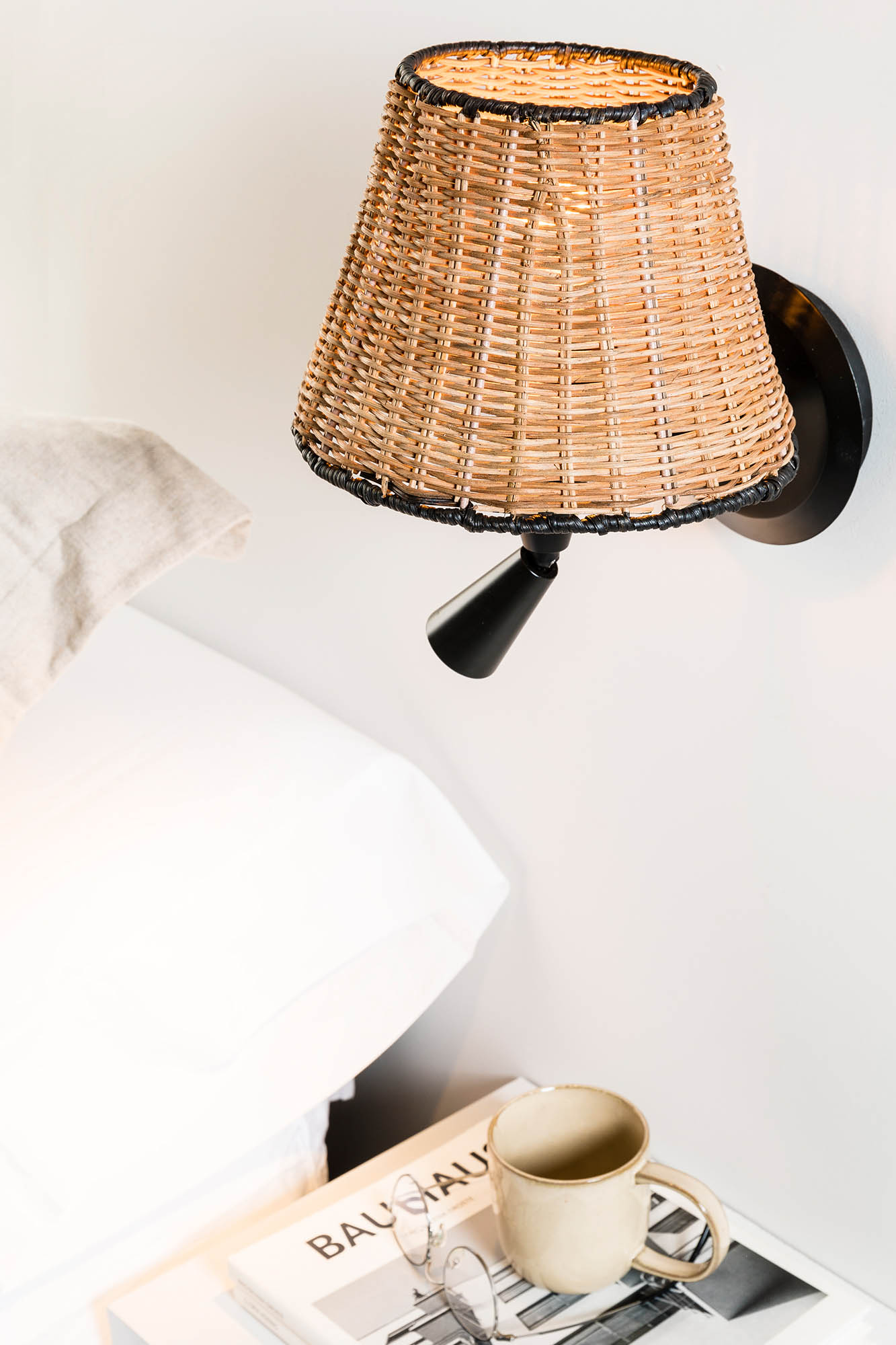 Faro SUMBA Wandleuchte schwarz/rattan mit Leser - 3