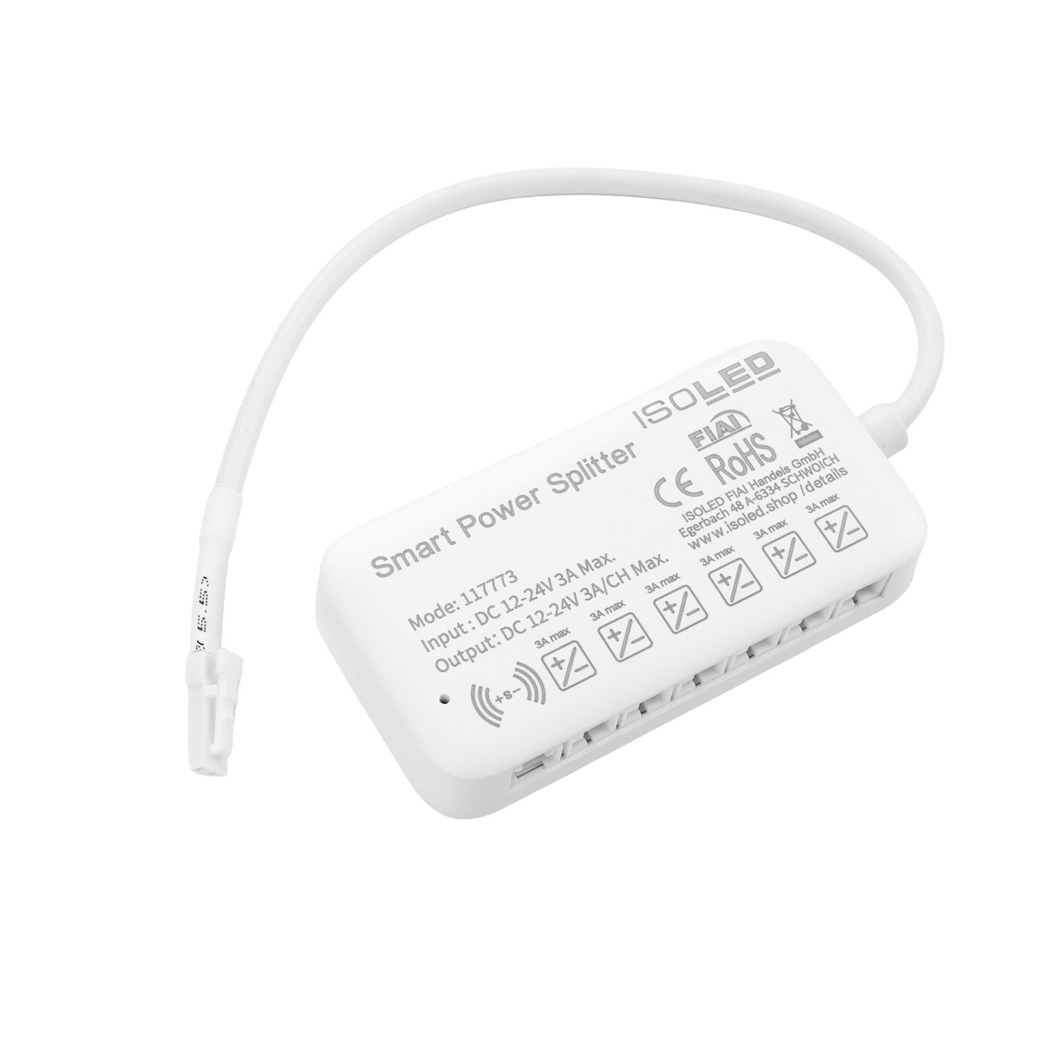ISOLED MiniAMP Power-Splitter 6-fach, Single Color, 12-24V DC, mit Master Sensor-Port - 4