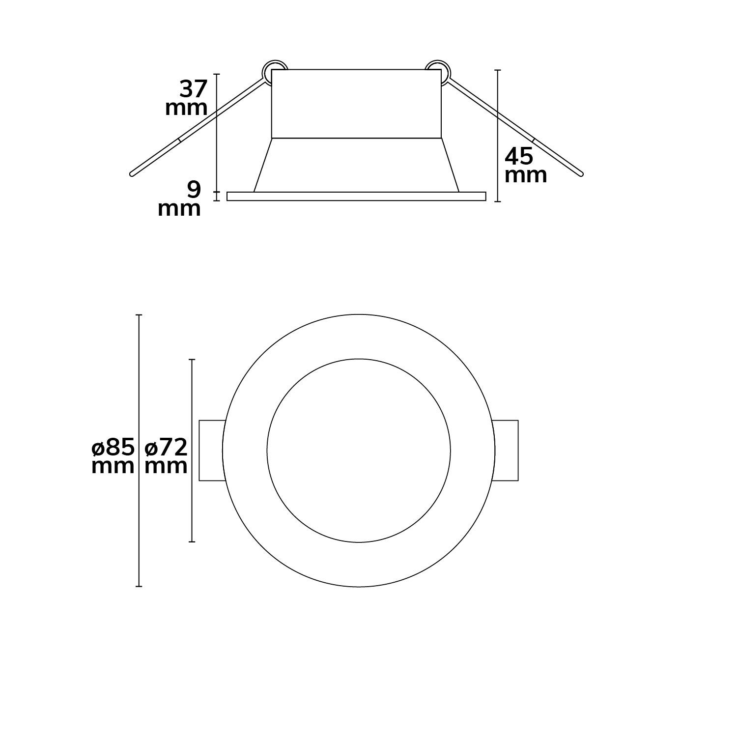 ISOLED Einbaurahmen rund mit Glaslinse, Loch 72mm, weiß, für GU10/MR16 Spots - 3