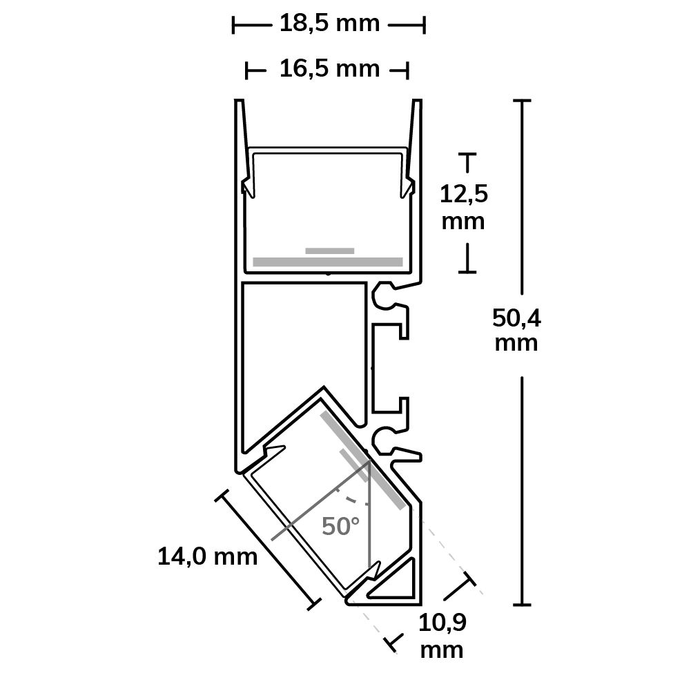 ISOLED LED Aufbauleuchtenprofil HIDE ASYNC Aluminium eloxiert, 200cm - 3