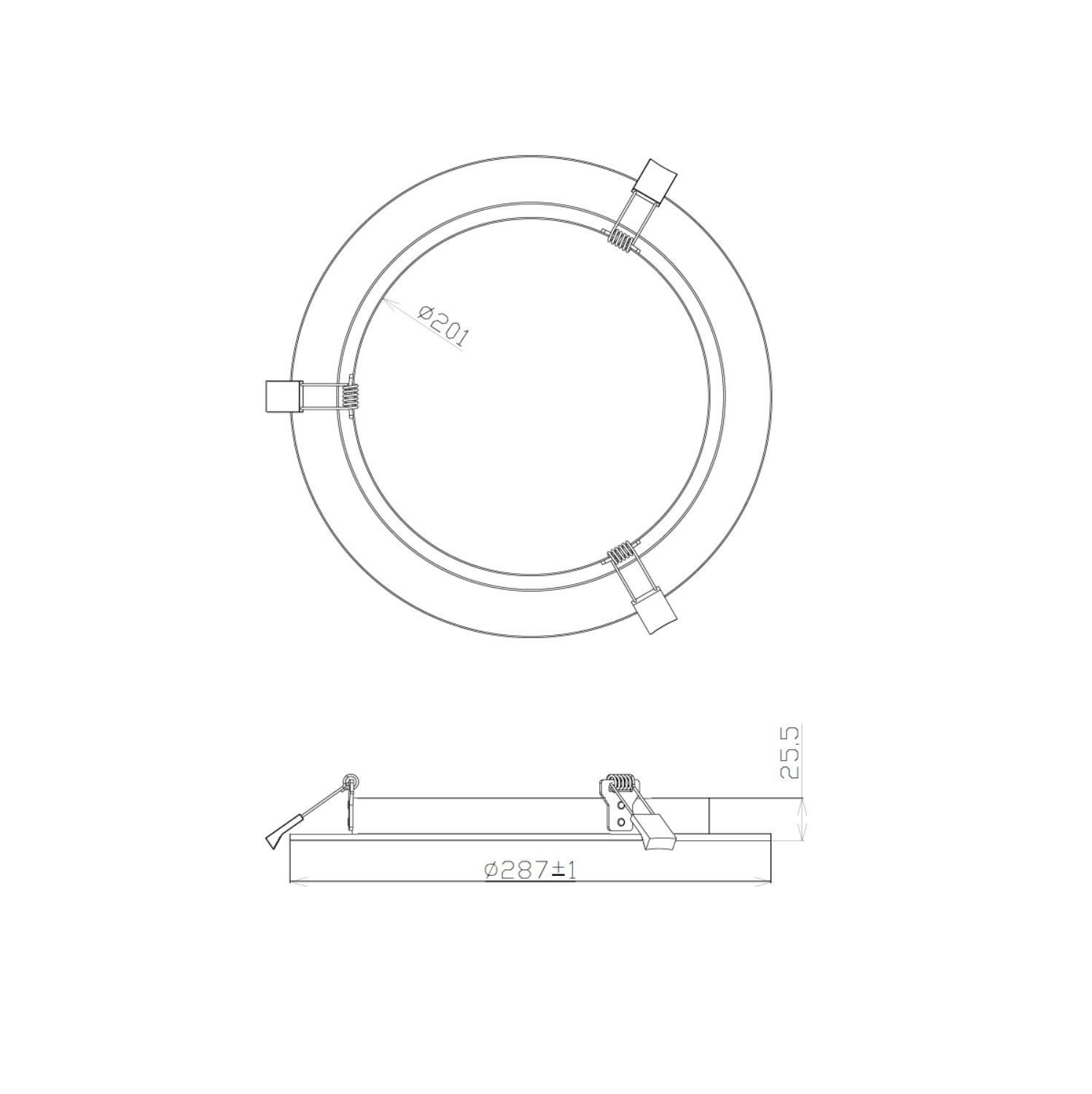ISOLED Loch Adapterring für Downlights, mit Federn, weiß, ID 201mm - AD 287mm - 4