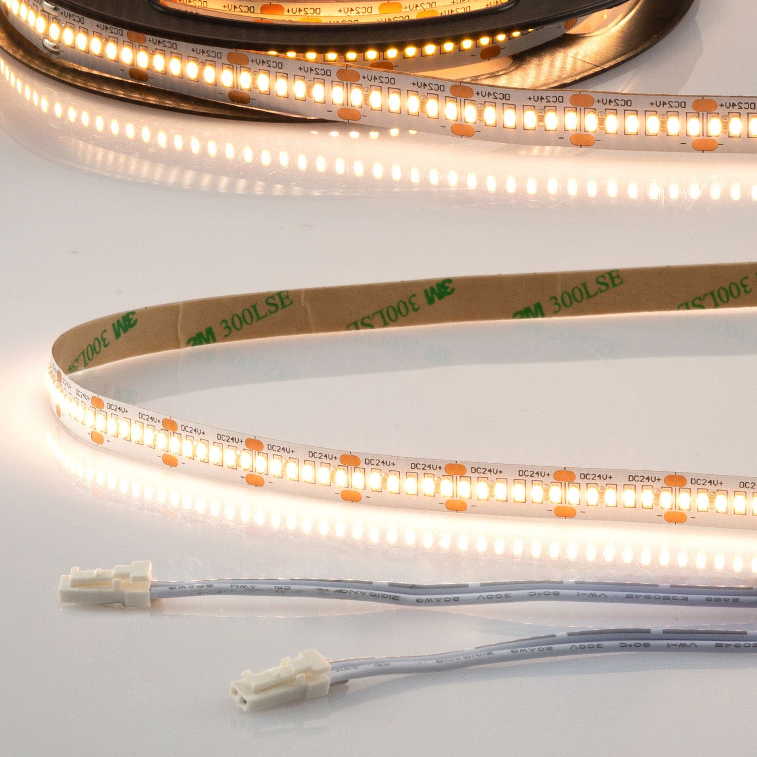 ISOLED LED CRI930 MiniAMP Flexband, 24V DC, 12W, IP20, 3000K, 250cm, beids. 30cm Kabel + maleAMP, 300 LED/m - 1