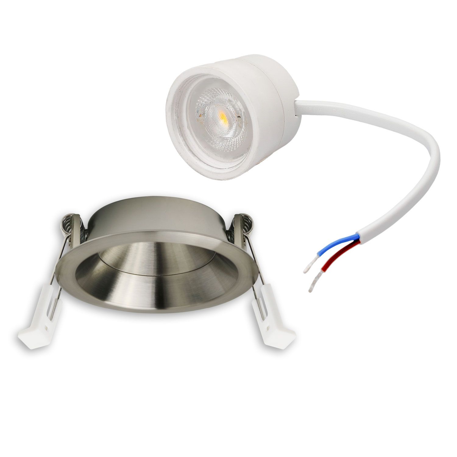 ISOLED LED Einbaustr. Back68, nickel geb., rund, 5W, CRI90, 3000K, schwenkbar, rückvers., UGR