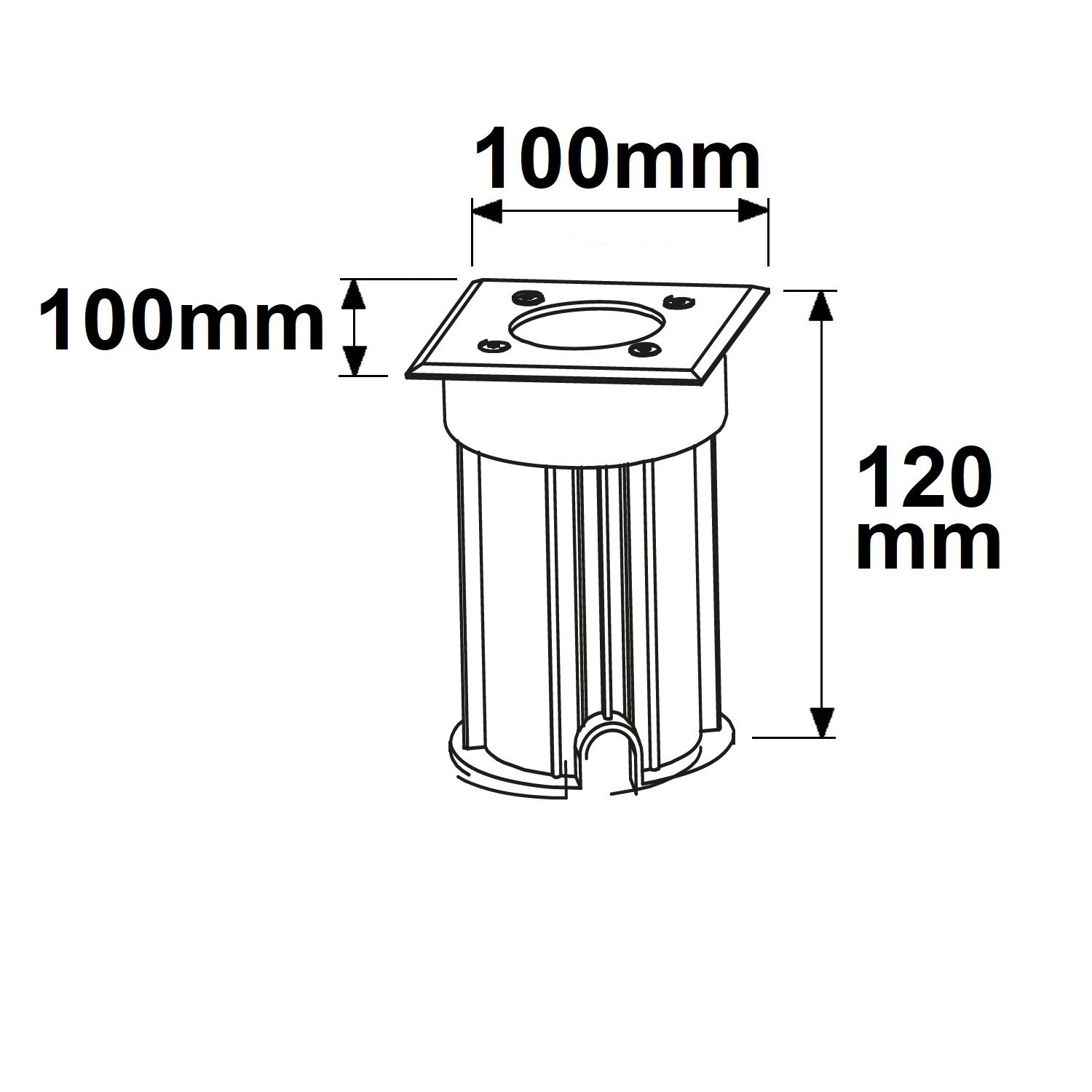 ISOLED Bodeneinbaustrahler für GU10 Spots, eckig, IP67, exkl. Leuchtmittel - 3