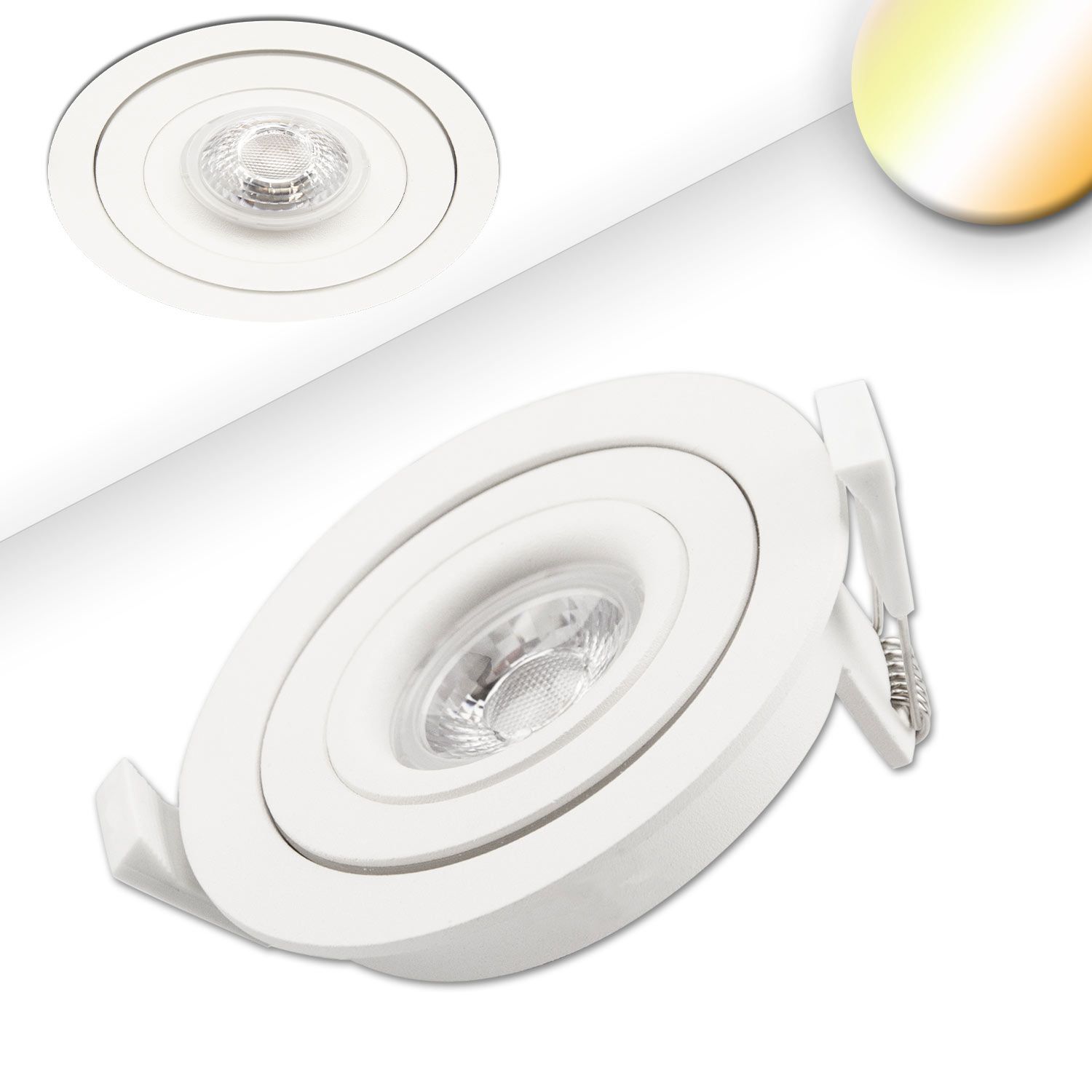 ISOLED LED Einbaustrahler SUNSET mit variabler Tiefe, weiß, 9W, 45°, 2000-2800K, Dimm-to-warm ISOLED LED Einbaustrahler SUNSET mit variabler Tiefe, weiß, 9W, 45°, 2000-2800K, Dimm-to-warm - 1