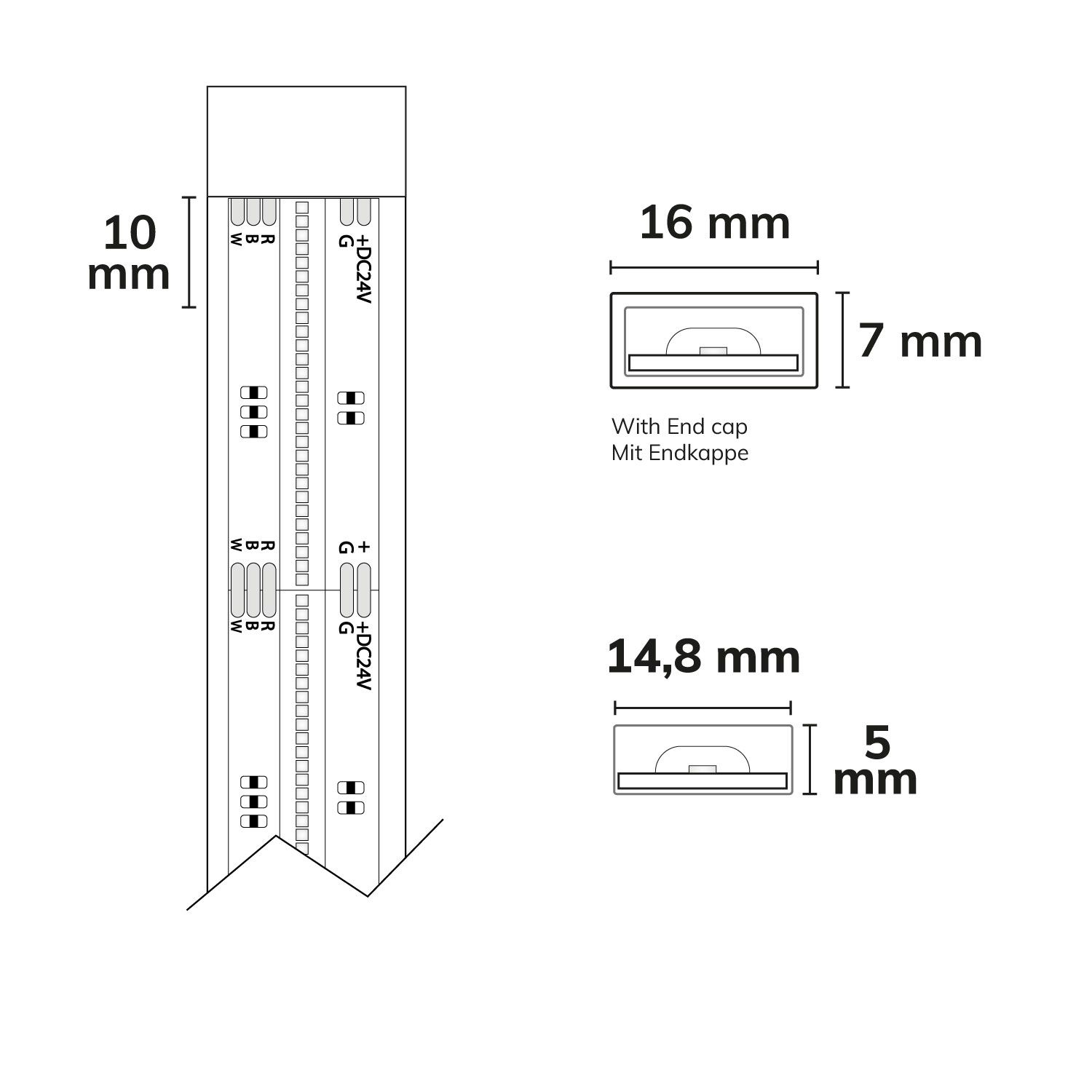 ISOLED LED Aqua COB RGB+2700K Linear Flexband, 24V DC, 20W, IP68, 5m Rolle, 896 LED/m - 5