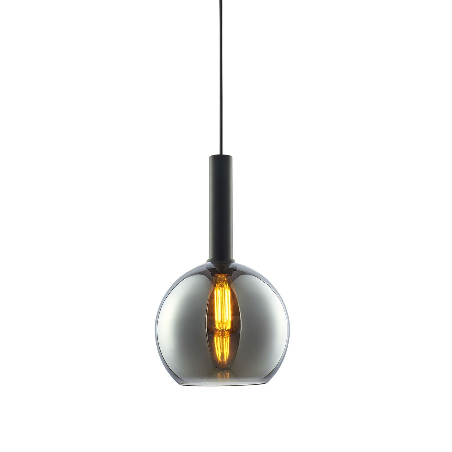 ISOLED Pendelleuchte, black round Glas, E27, 25cm, 50-300cm, exkl. Leuchtmittel, exkl. Baldachin - 1