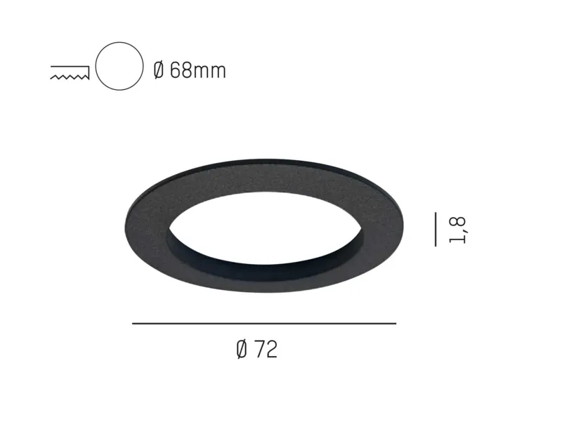 Molto Luce DARK NIGHT XS DEKORRAHMEN 68MM (schwarz) - Produktbild 2