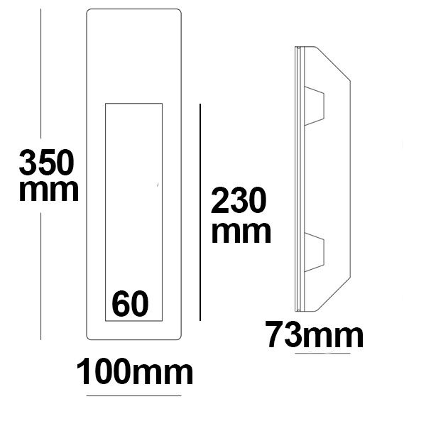 ISOLED Gips Wand-Einbauleuchte, länglich, für GU10/MR16 Spots, große Bauform - 3