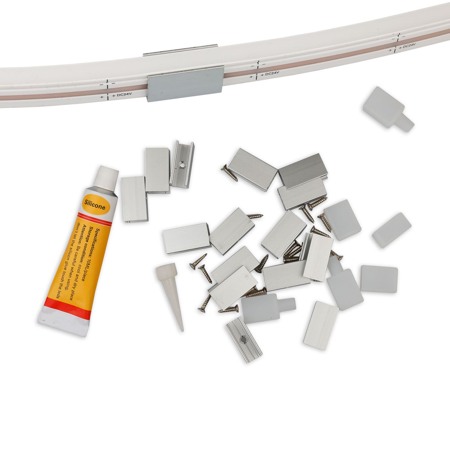 ISOLED LED NEON927 Flexband Twist+Bend B16H16, 24V DC, 10W, IP67, 2700K, 5m, 140 LED/m, inkl. Montageclips - 4