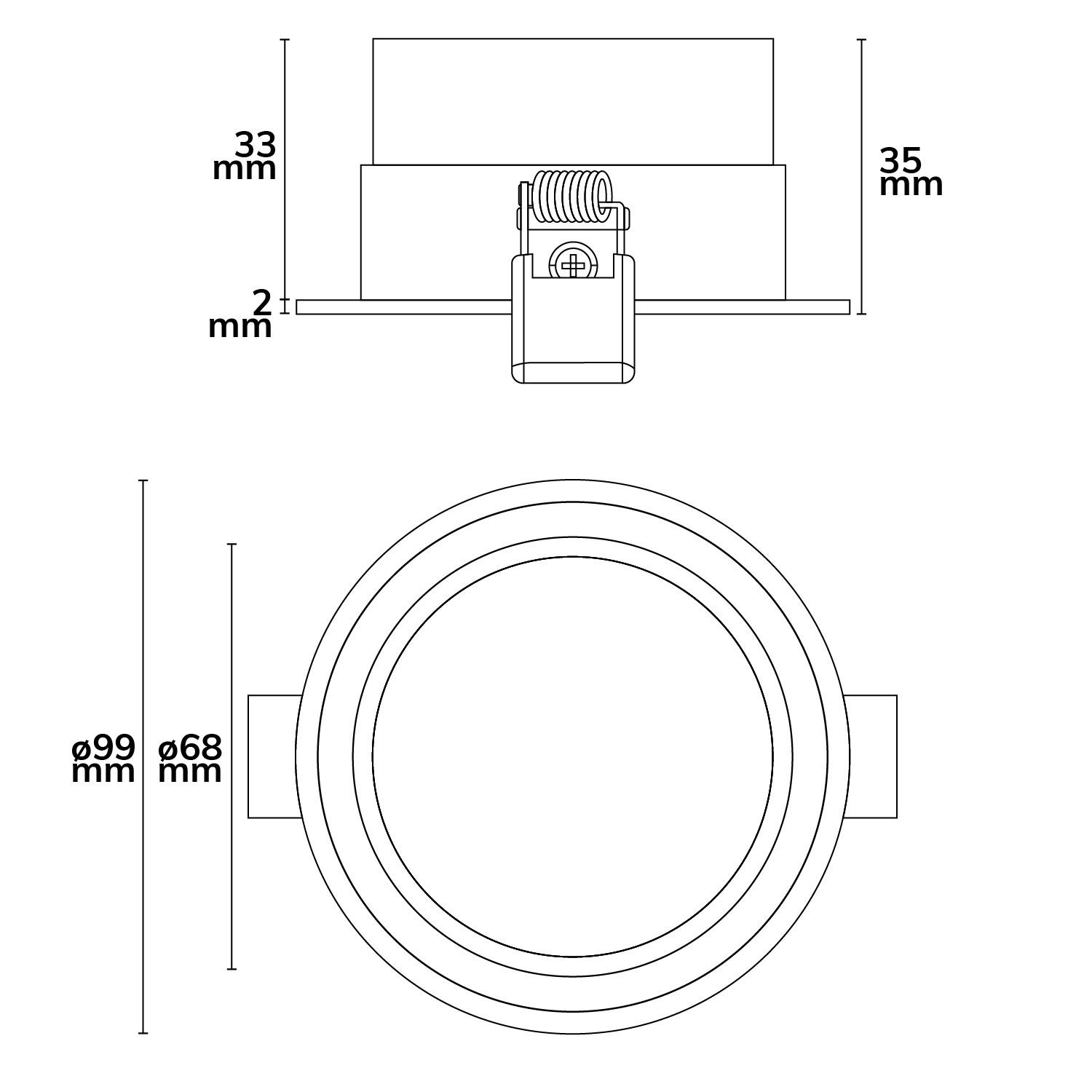 ISOLED Einbaurahmen Sys-68 für GU10/MR16 Spots, IP65, inkl. GU10 Sockel u. Glaslinse (exkl. Cover) - 2
