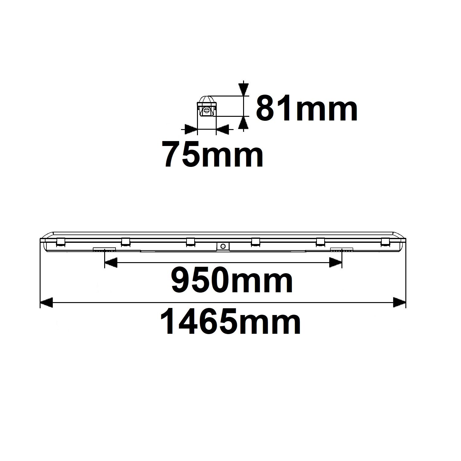 ISOLED LED Wannenleuchte SL 150cm, IP66, PowerSwitch 36-57W, 140lm/W, 4000K - 4