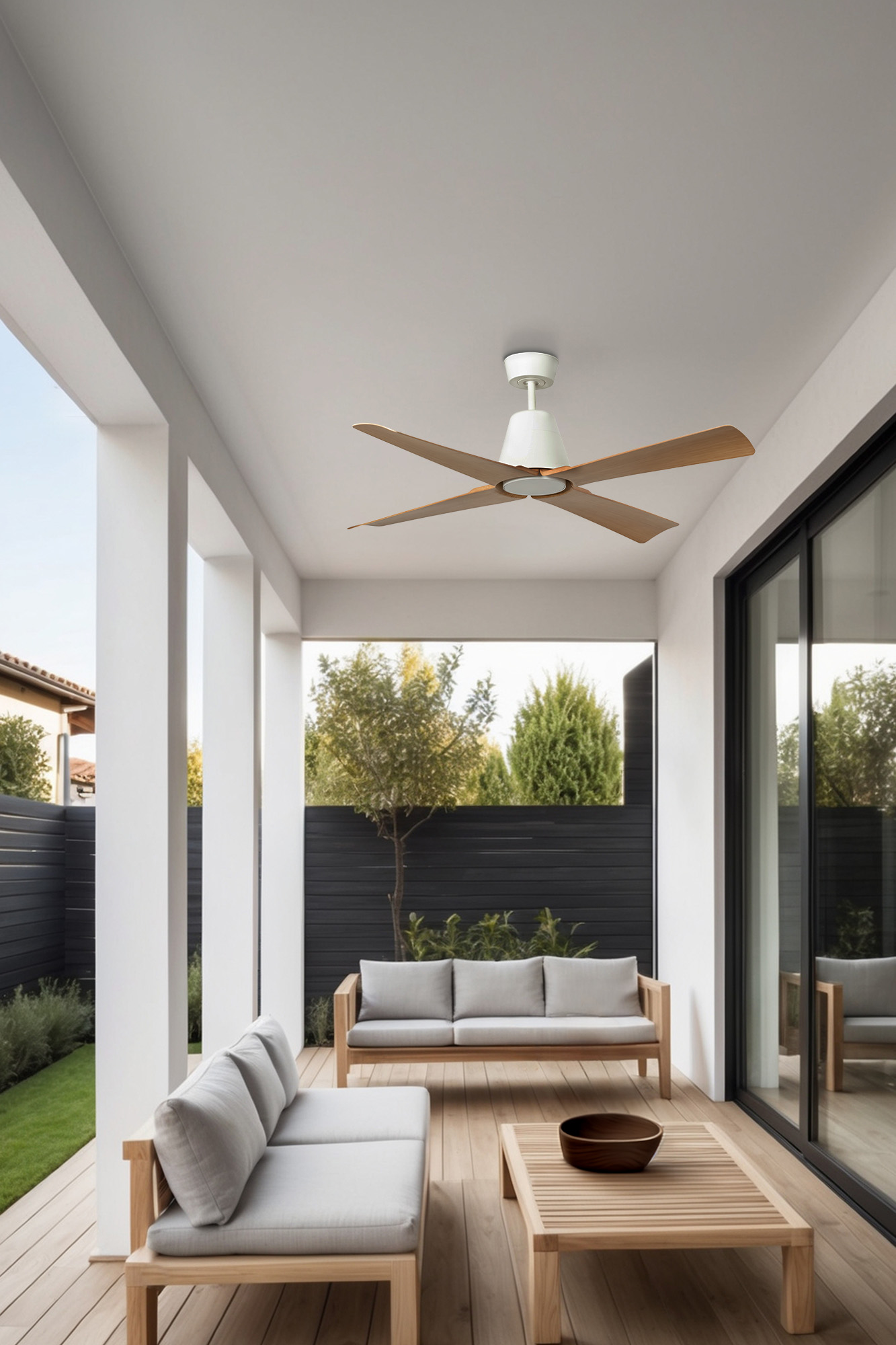 Faro TYPHOON M LED-Ventilator weiß/Ahorn 3000K IP44 - Produktbild 2