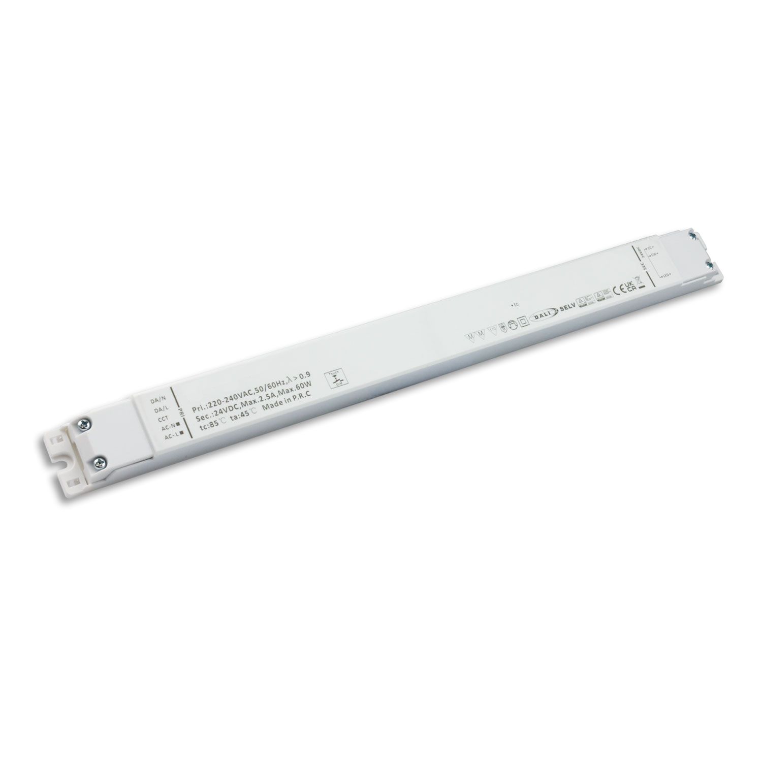 ISOLED LED CCT PWM-Trafo 24V/DC, 0-60W, 2 Kanal, ultraslim, Push/DALI-2 DT8 dimmbar, SELV - 1