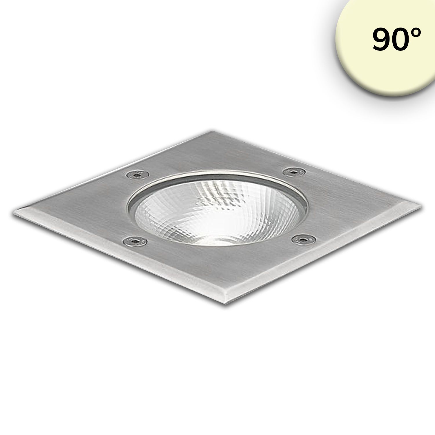 ISOLED LED Bodeneinbaustrahler, eckig, Edelstahl, IP67, 7W COB, 90°, warmweiß - 1