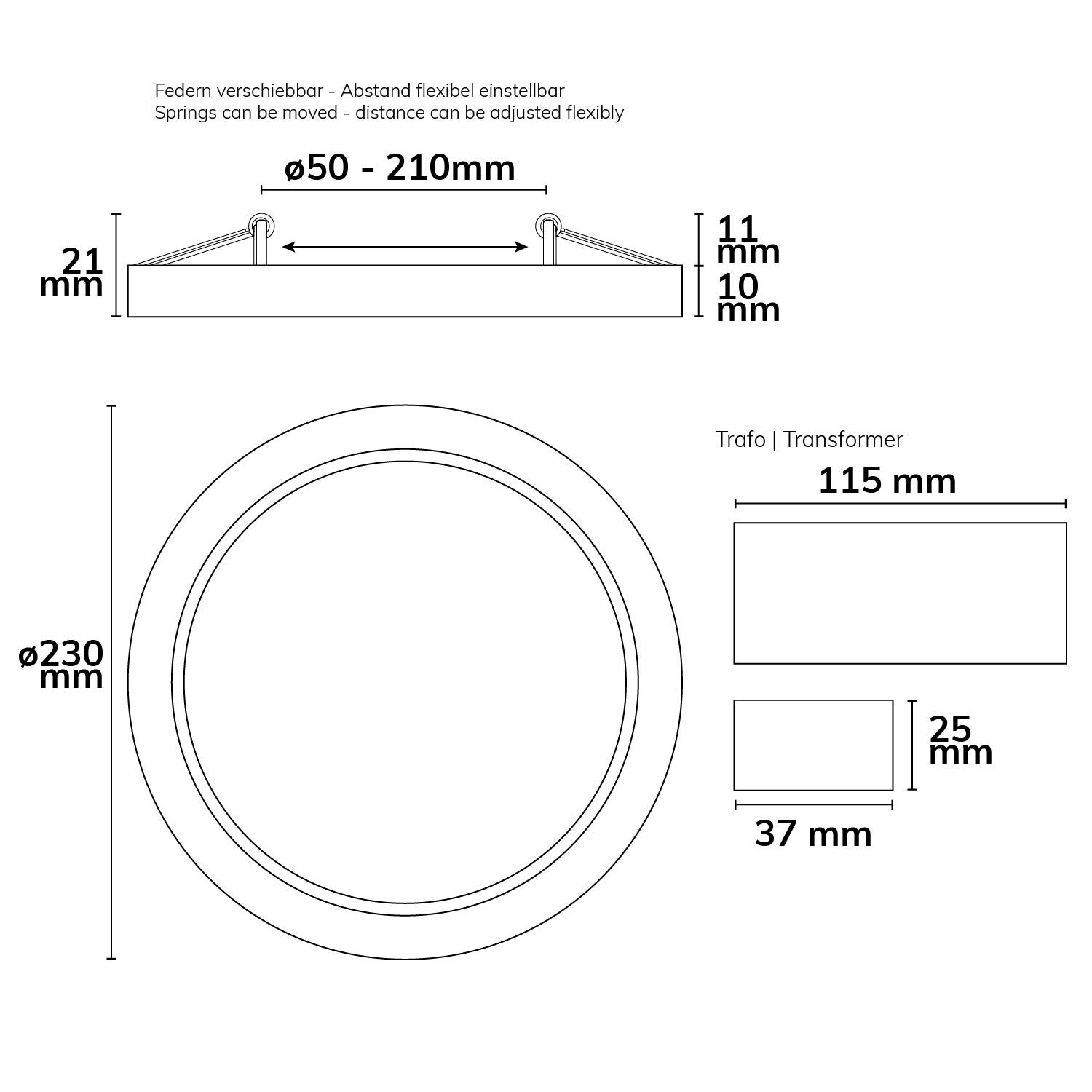 ISOLED LED Downlight Flex 23W, prismatisch, 120°, Lochausschnitt 50-210mm, warmweiß - 3