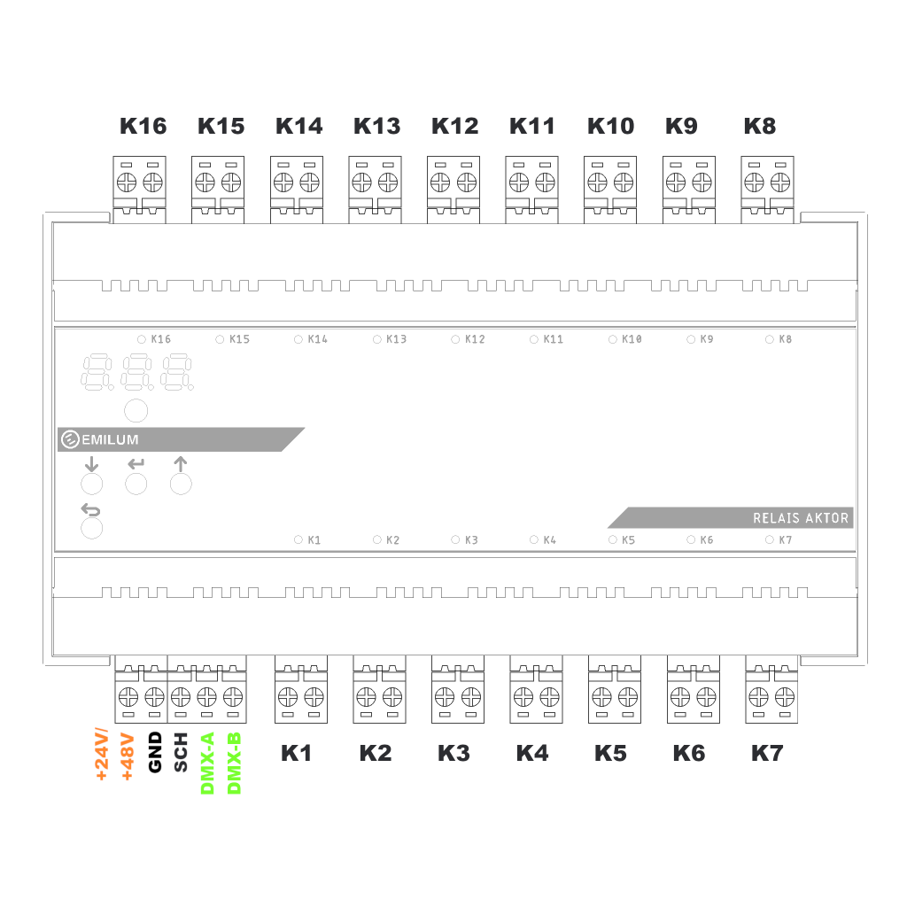 Emilum Relais-Aktor, 16-Kanal, DMX/RDM, 16A, 230V - 2