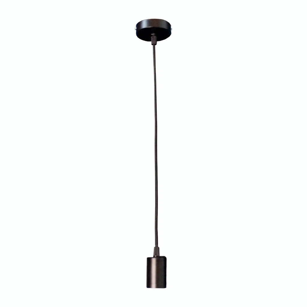 Emilum Schnurpendel mit Textilkabel, E27 Sockel Schwarz - 1