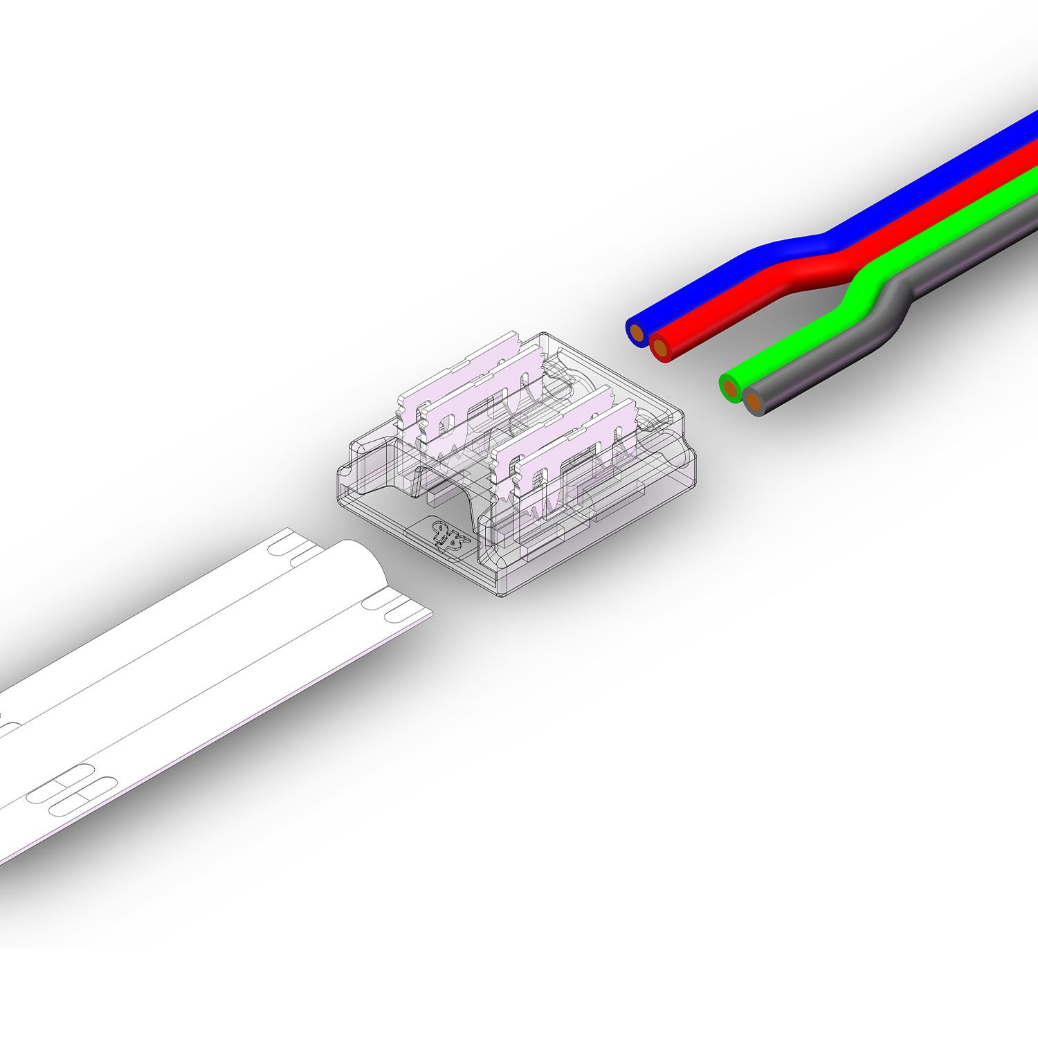 ISOLED Kontakt-Kabelanschluss (max. 5A/0,5qmm) K2-410-COB für 4-pol. IP20 Flexstripes mit Breite 10mm - 2
