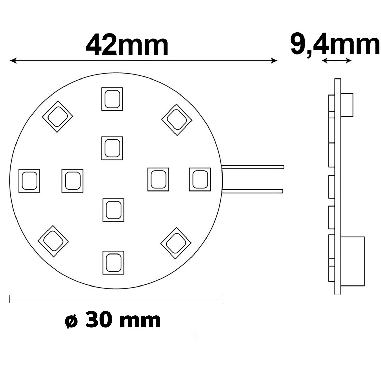 ISOLED G4 LED 12SMD, 2W, warmweiß, Pin seitlich - 3