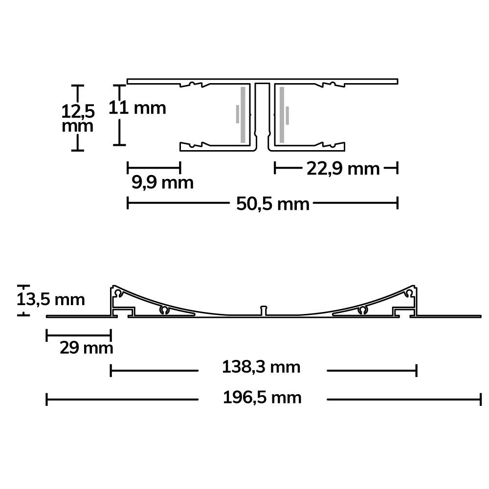 ISOLED LED Trockenbau-Leuchtenprofil Double Curve, weiß RAL 9010 200cm - 2