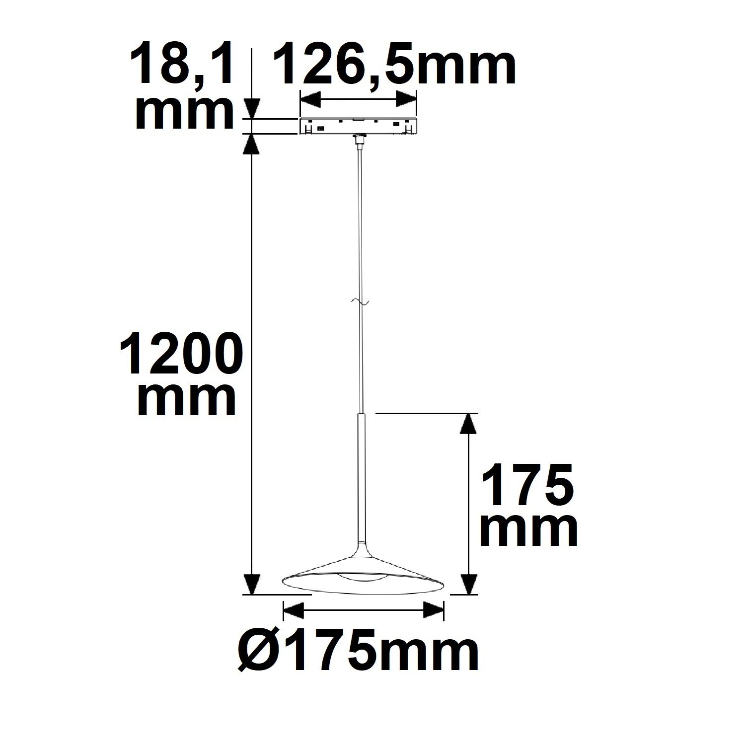 ISOLED Track48 Hängeleuchte Shade 5,5W, 120°, 48V DC, schwarz, 3000K - 4