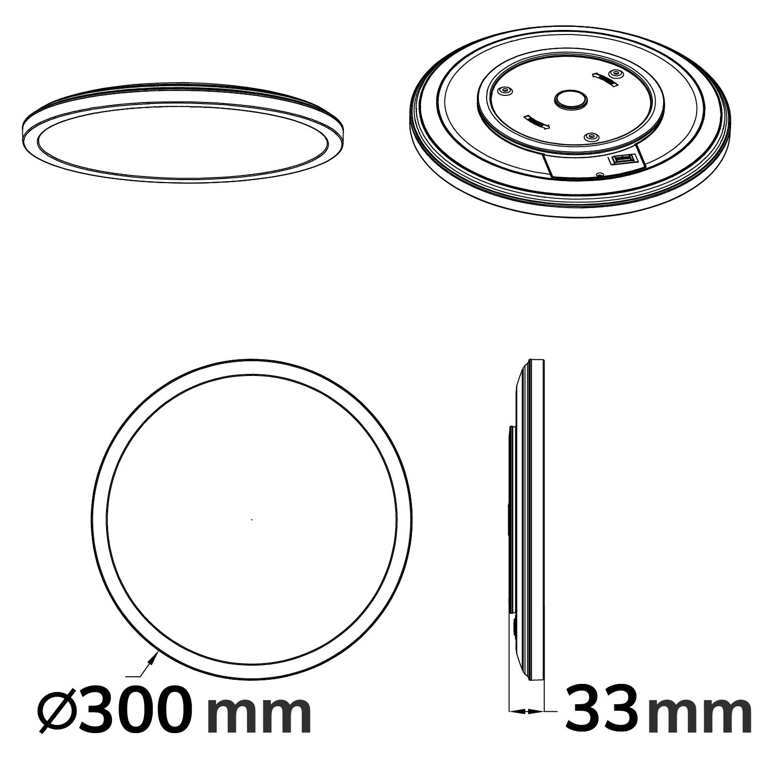 ISOLED LED Deckenleuchte Slim300 PRO, 18W, weiß, rund, IP44, DN300, 3000|4000|5000K, Up&Down - 4