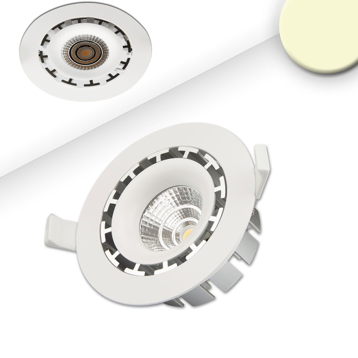 ISOLED LED Einbaustrahler COB, weiß, 15W, 45°, rund, warmweiß, dimmbar - 1